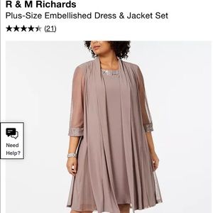 2 - Piece Set Special Occasion Dress, R & M Richards, Size 14 W,  Taupe